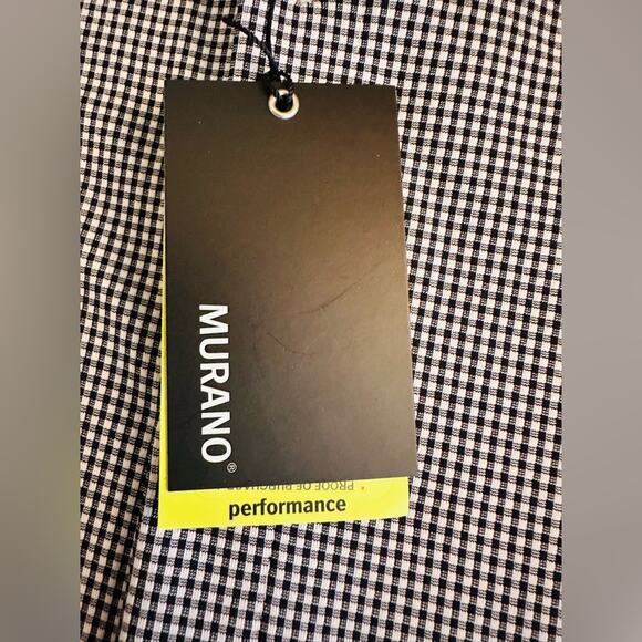 Murano Men’s Slim Fit Performance Men’s Black & White Checkered Shirt. 2XL. NWT - Picture 8 of 13